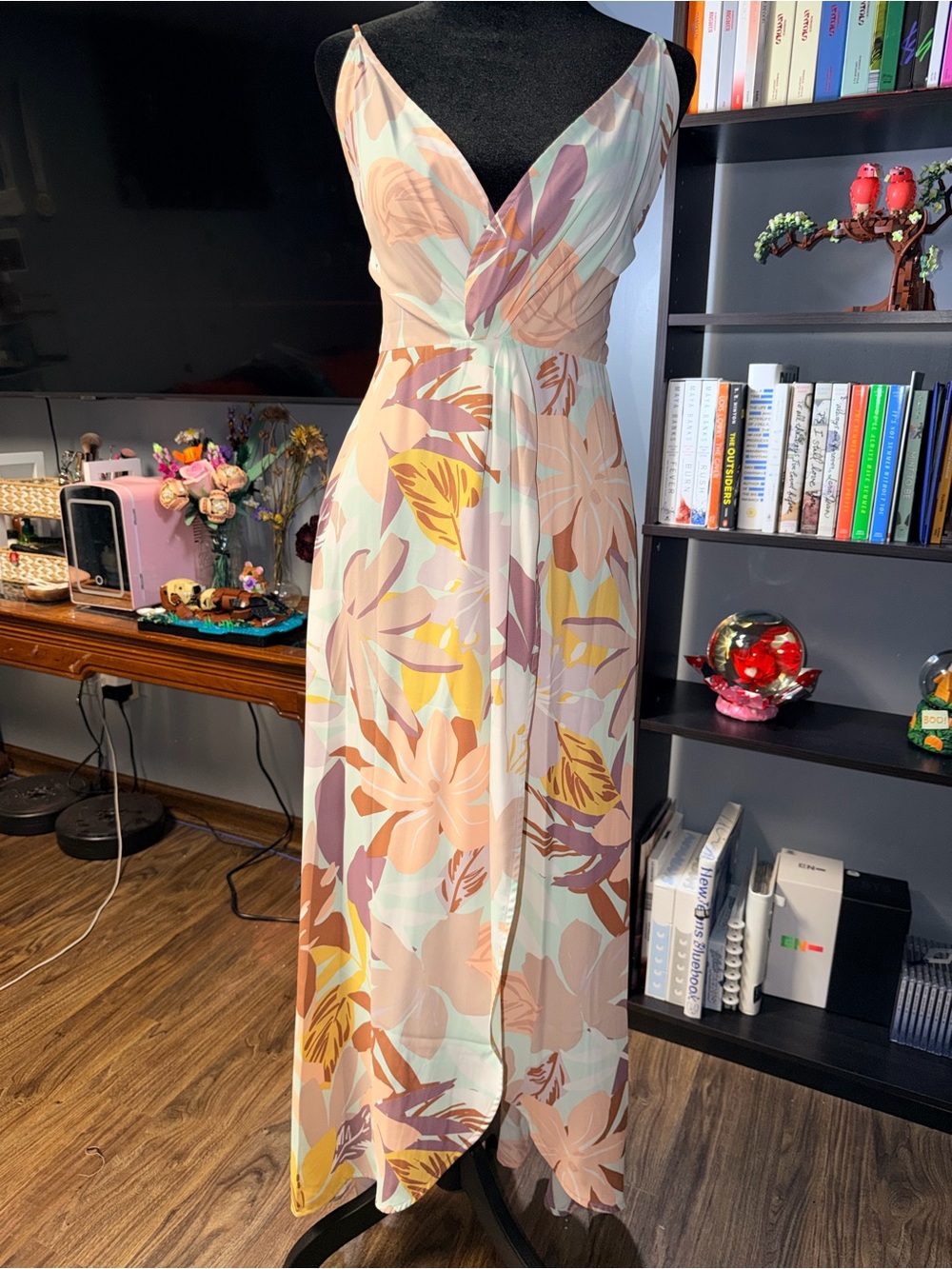 Cupshe Pastel Floral Maxi Dress in Mint, Blush & Peach